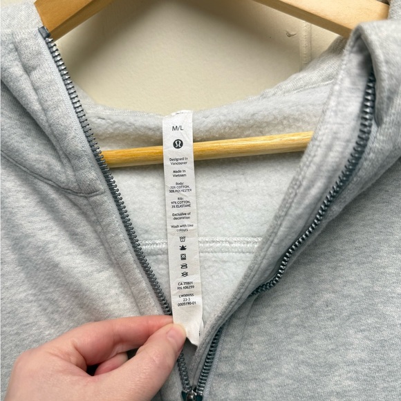 Lululemon Quarter Zip Heather Grey Scuba Hoodie Size M/L - Picture 3 of 5